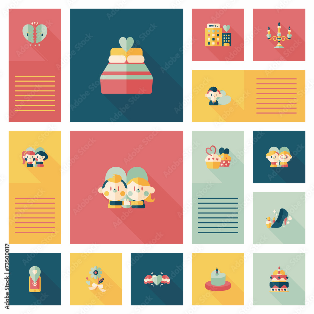 Valentine’s Day ui flat design background set, eps10 Valentine’s Day ui flat design background set, eps10