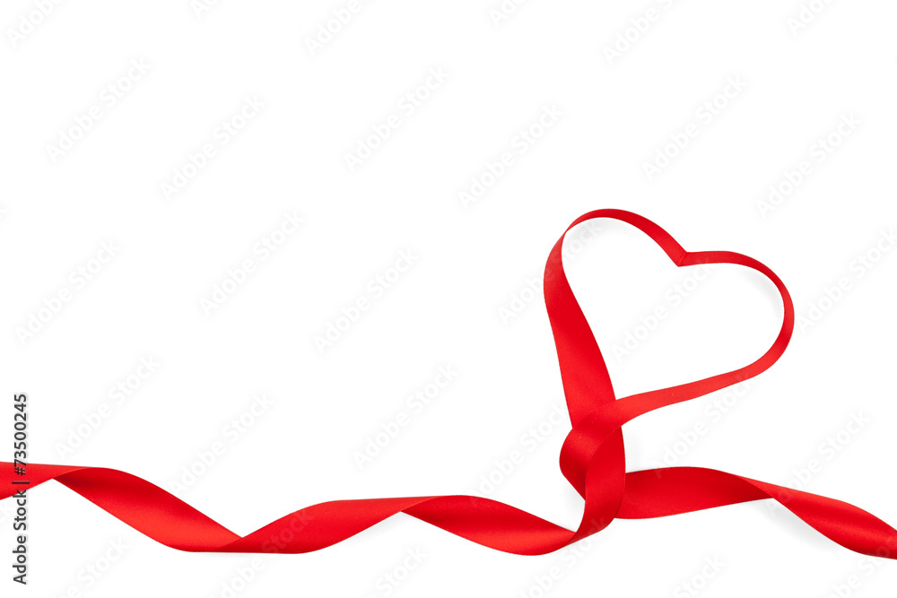 Valentines day heart shaped red ribbon - obrazy, fototapety, plakaty 