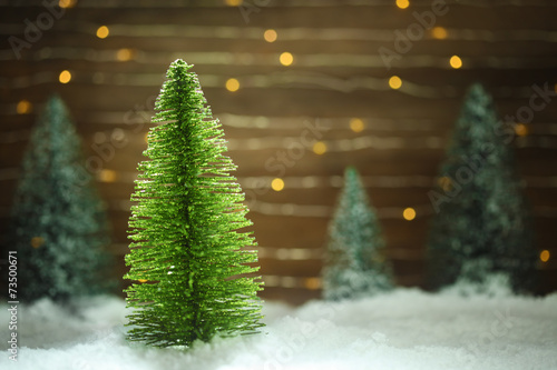 Peaceful winter scene with Christmas tree