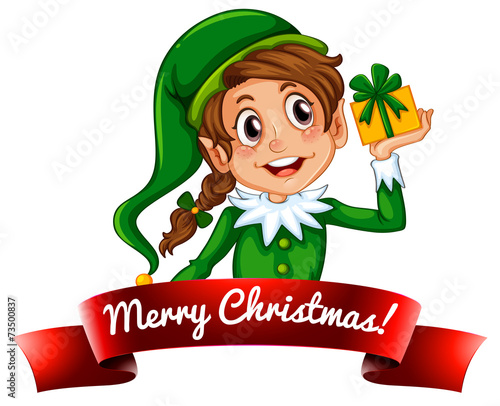 Christmas logo with female elf