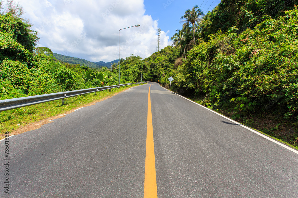 Fototapeta premium Clean road on the hill in Phuket, Thailand