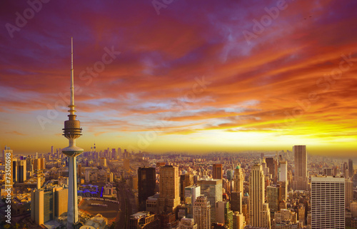 Kuwait cityscape during the sunset