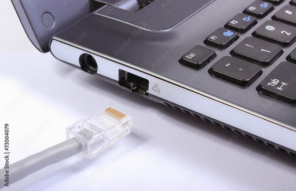 Disconnected internet cable and laptop Disconnected internet cable and laptop