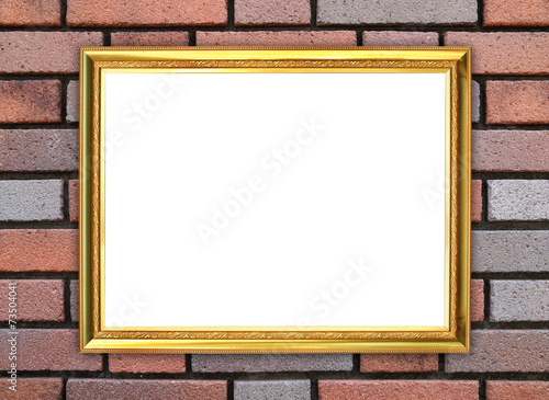 Wallpaper Mural golden frame on brick stone wall background Torontodigital.ca
