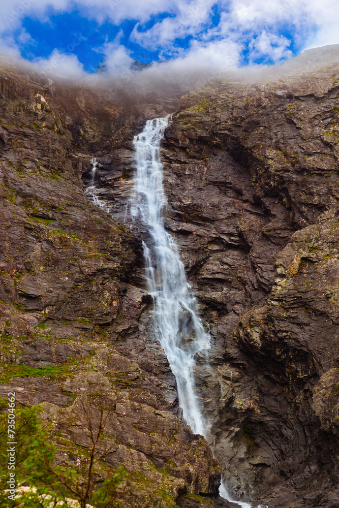 Fototapeta premium Stigfossen waterfall near Troll's Path - Norway