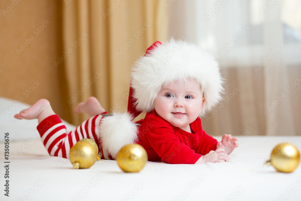 Cute Baby girl weared Christmas clothes Cute Baby girl weared Christmas clothes