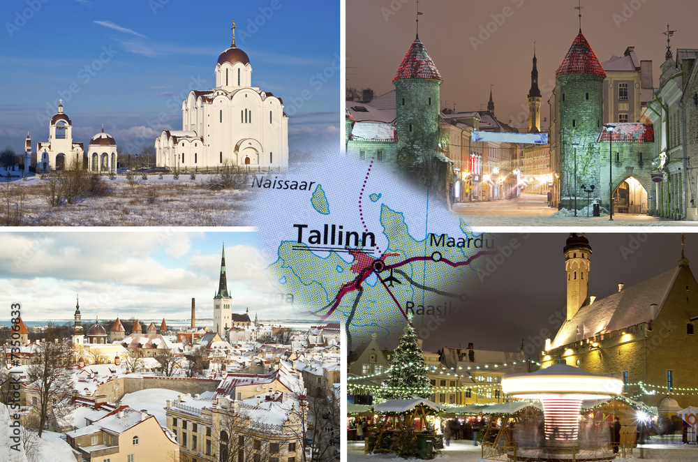 Obraz premium Winter Tallinn collage