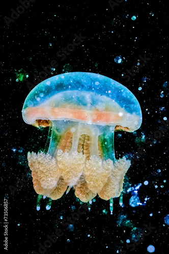 Jellyfish Kakaban swimming in Derawan, Kalimantan underwater
