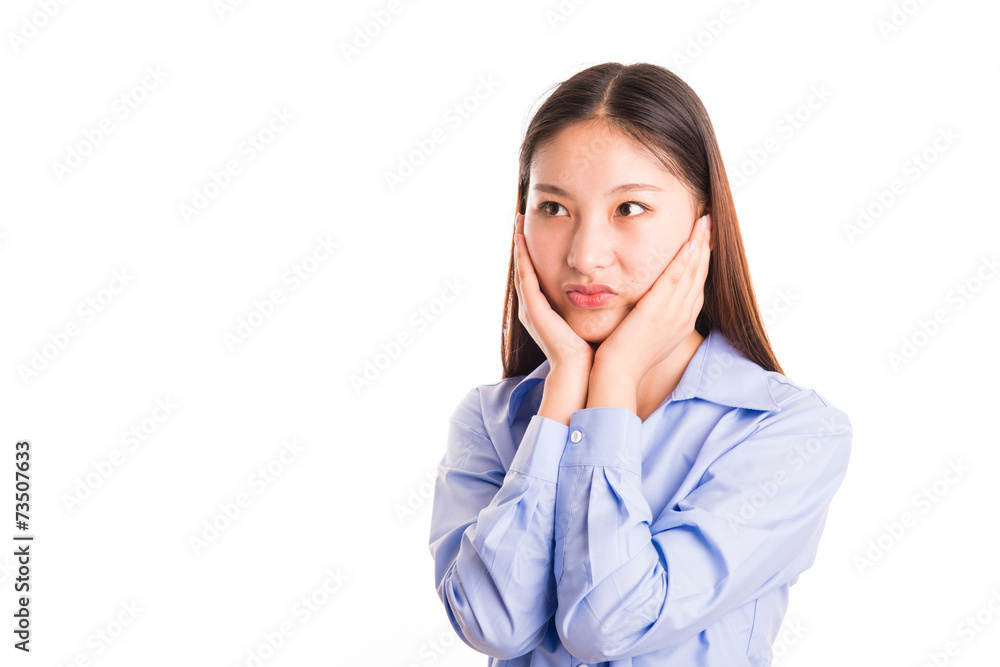 Young business woman standing isolated on white Young business woman standing isolated on white