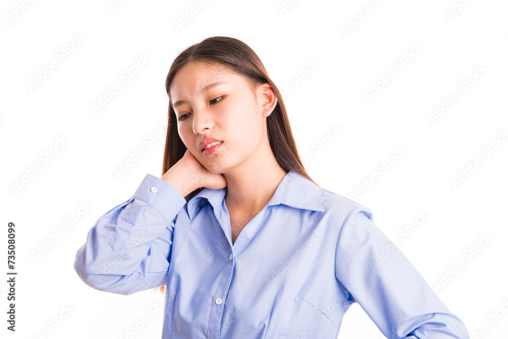 Young business woman standing isolated on white Young business woman standing isolated on white