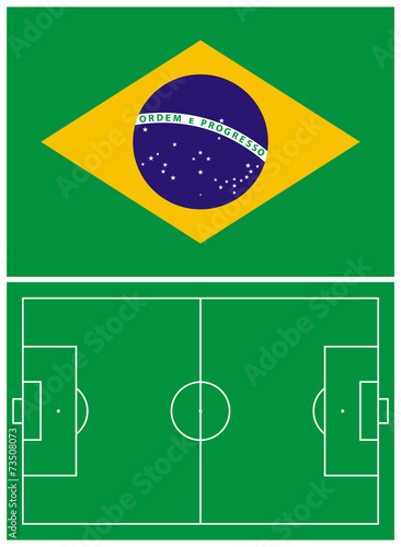 Brazil flag and soccer field