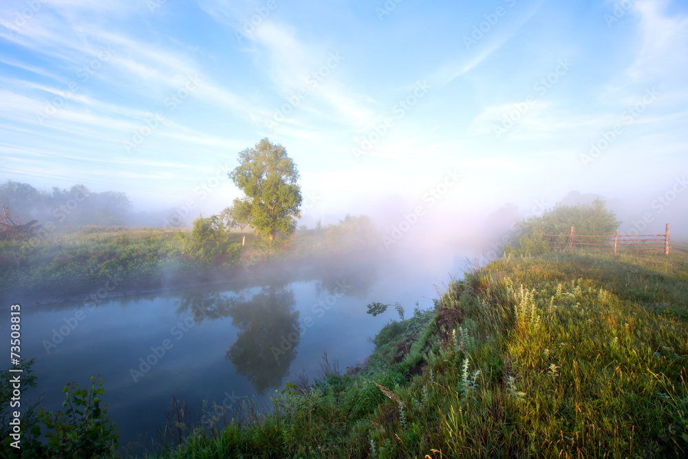 Foggy morning on the river Foggy morning on the river