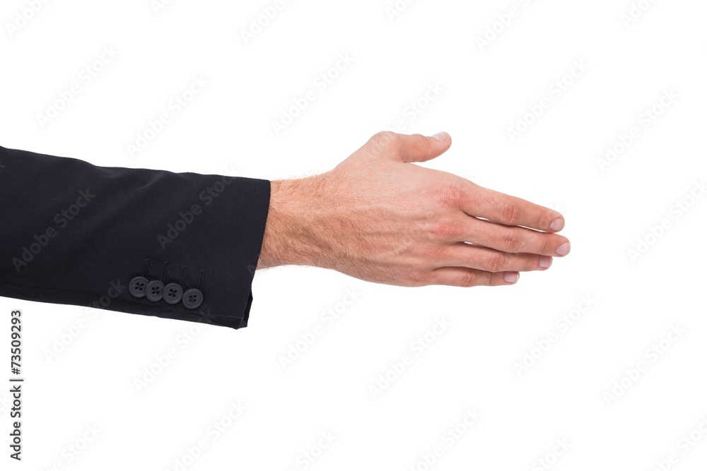 Close up of businessman offering handshake