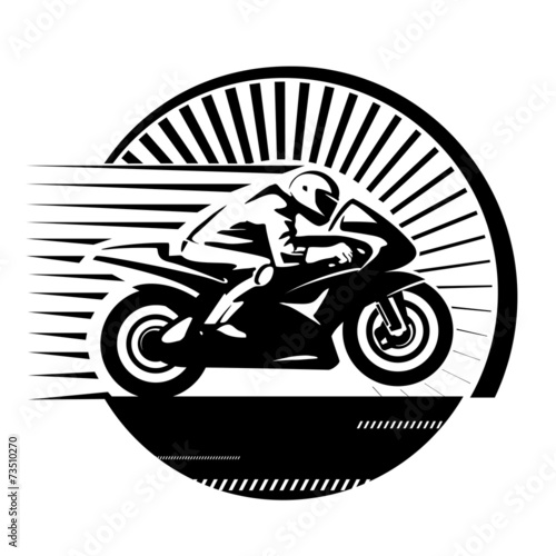 Motorcycle racer. Vector illustration in the engraving style