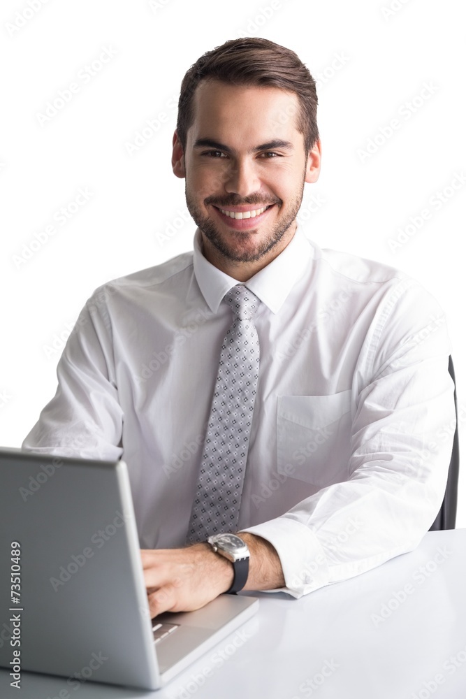 custom made wallpaper toronto digitalHappy businessman using his laptop