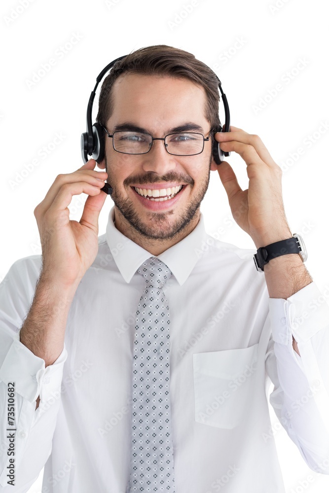 Portrait of a smiling businessman with headphone Portrait of a smiling businessman with headphone