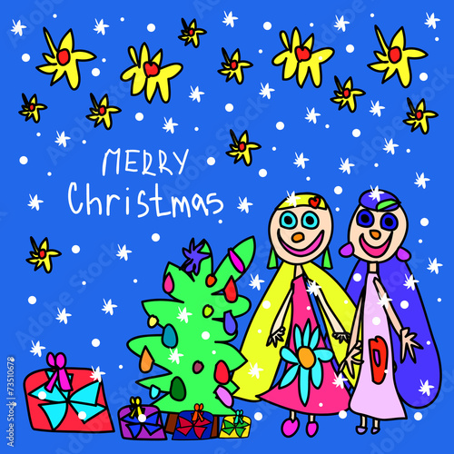 Children's drawing. Christmas card © rybakova85