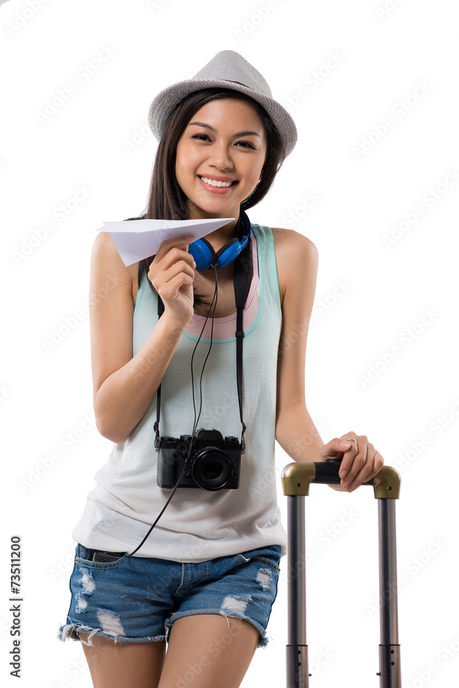 Traveller with paper plane Traveller with paper plane