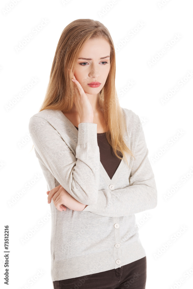 Thoughtful woman has a big problem Thoughtful woman has a big problem