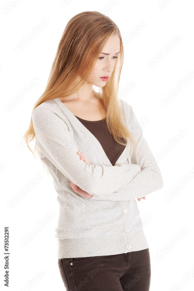 Thoughtful woman has a big problem Thoughtful woman has a big problem