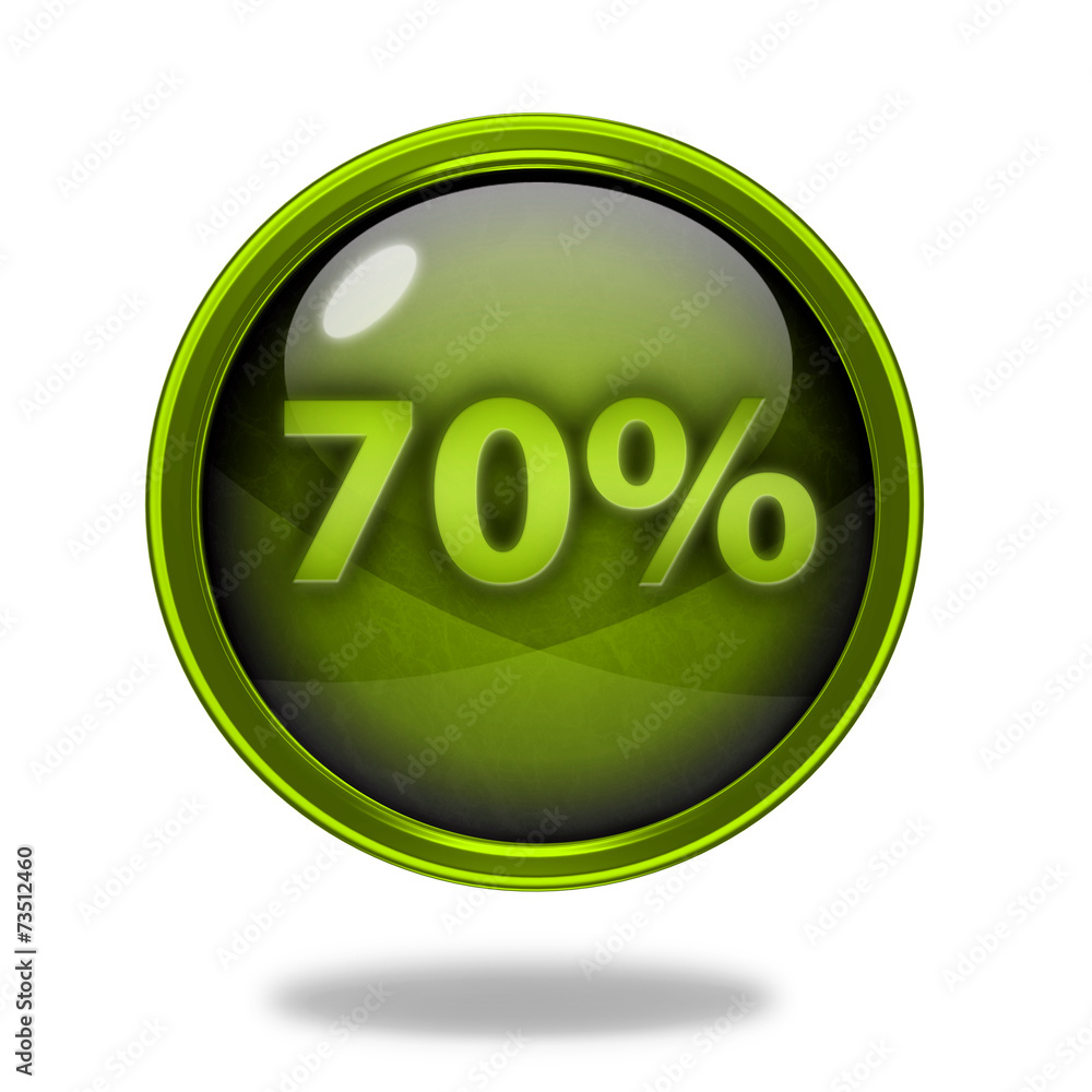 Seventy percent circular icon on white background Seventy percent circular icon on white background
