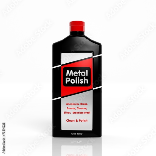 3D Metal Polish plastic bottle isolated on white background