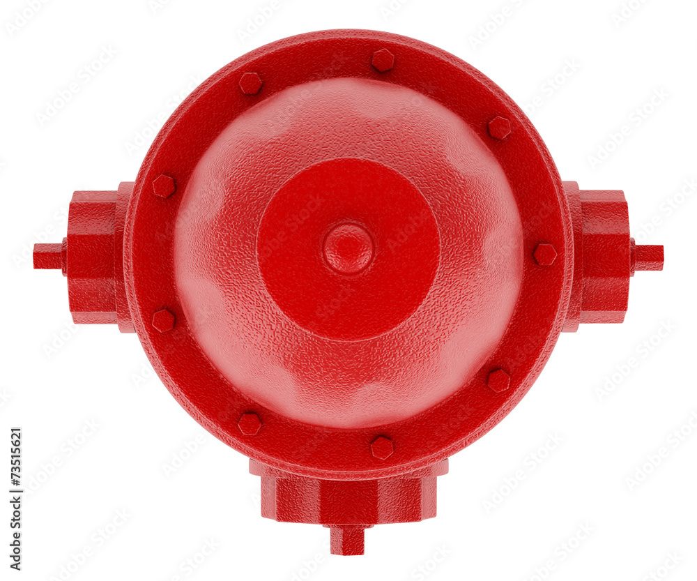 top view of red hydrant isolated on white background