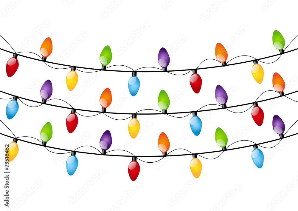 Naklejka premium Color Christmas light bulbs on white
