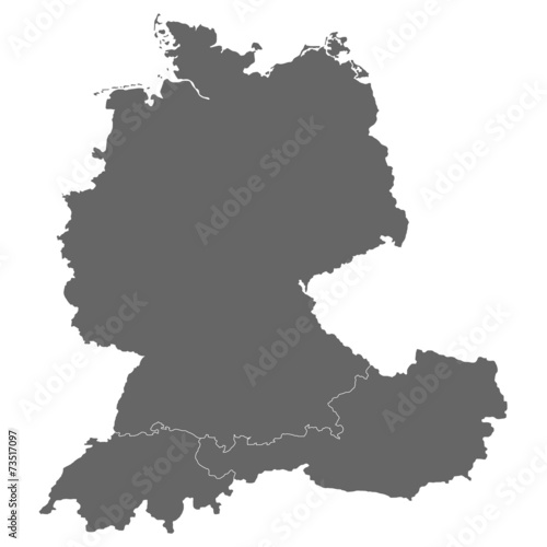Deutschland, Österreich und Schweiz in grau