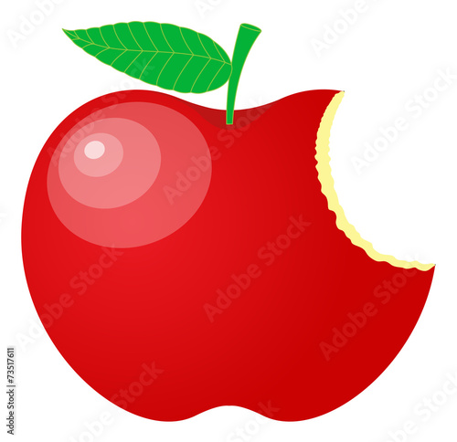 Eaten Red Apple Vector