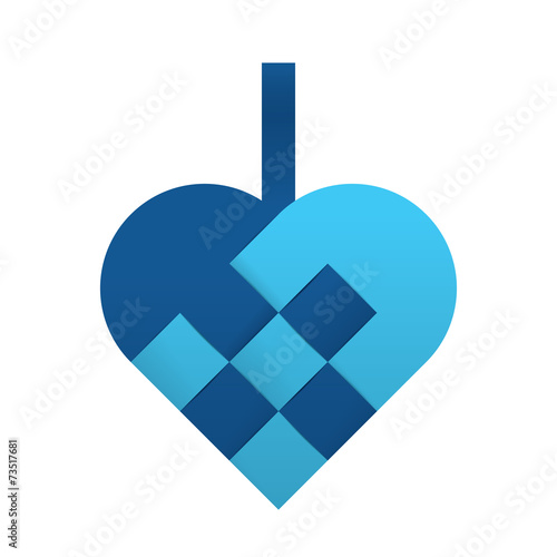 Braided christmas heart - blue light blue