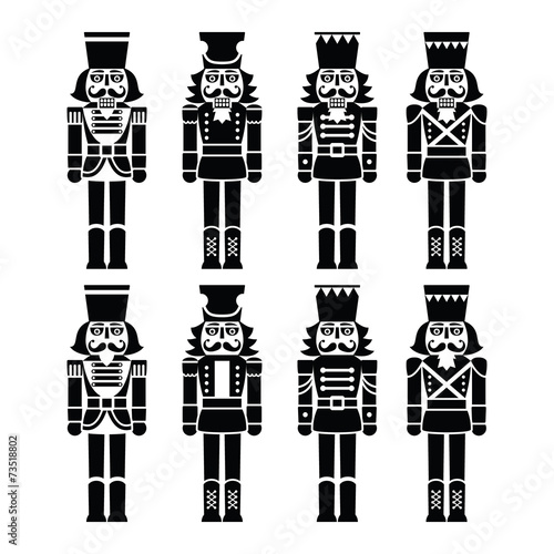 фотографія Christmas nutcracker - soldier figurine black icons set
