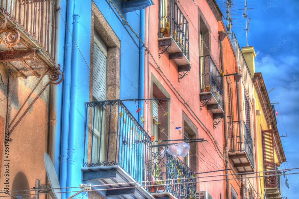 colorful facades in Bosa, Italy