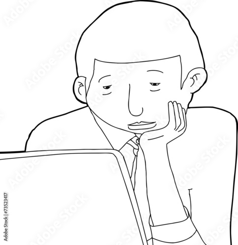 Outline Drawing of Bored Man