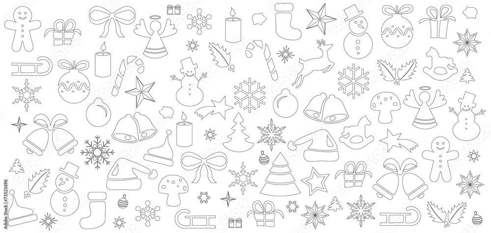 Weihnachten Ornament Icons Karte Hintergrund Muster weiss