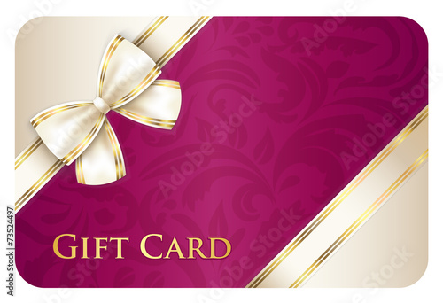 Scarlet gift card with cream diagonal ribbon