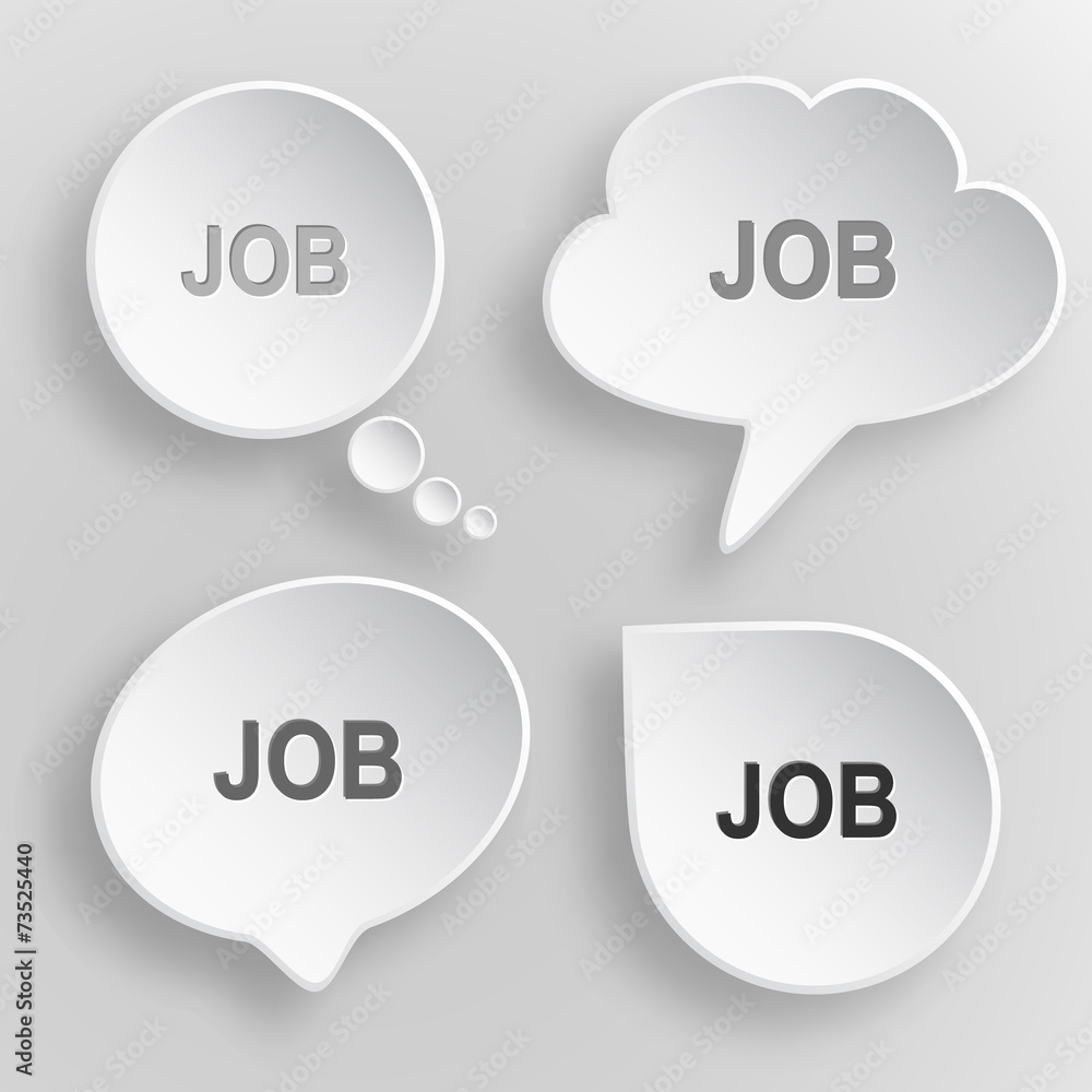 Job. White flat vector buttons on gray background. Job. White flat vector buttons on gray background.