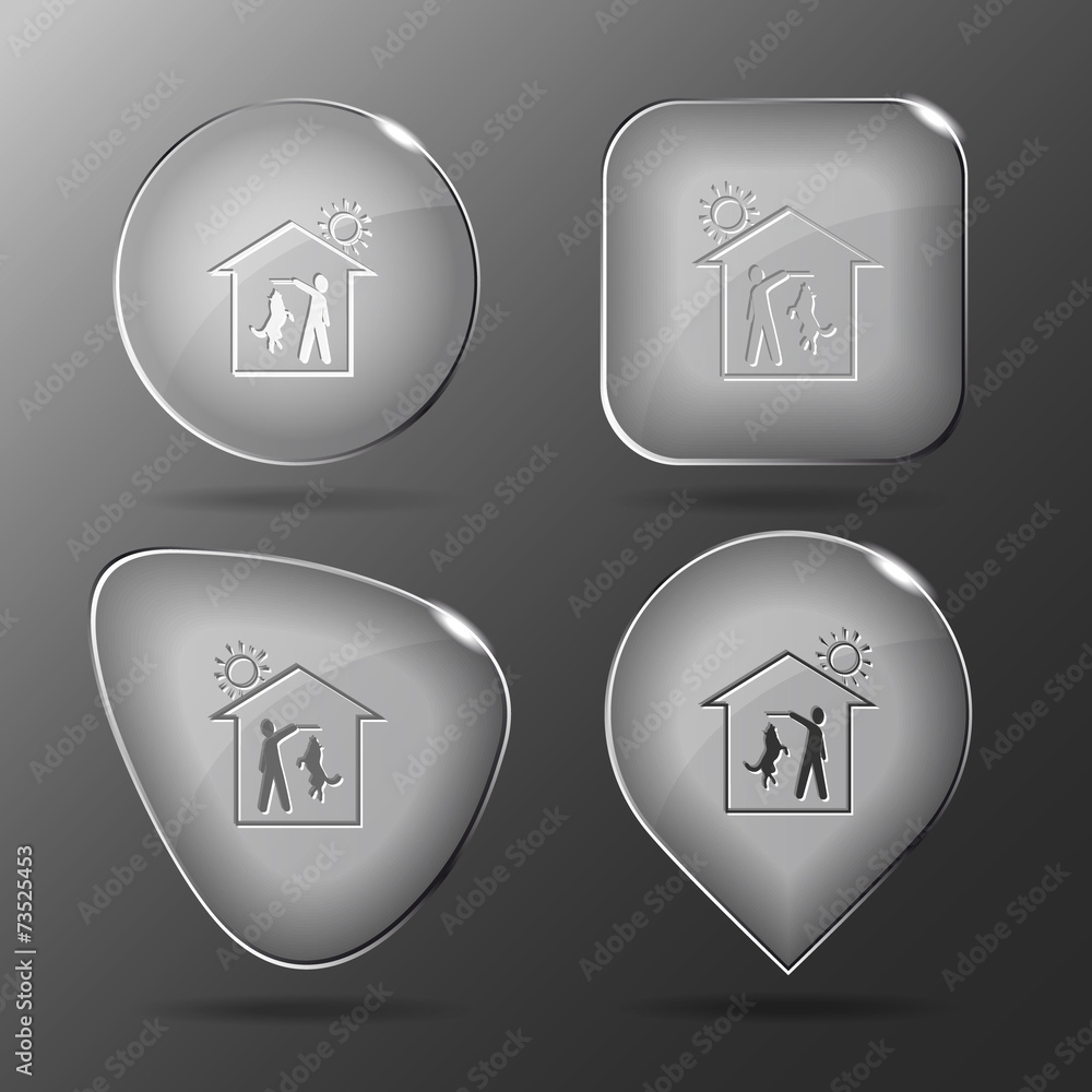 Home dog. Glass buttons. Vector illustration. Home dog. Glass buttons. Vector illustration.