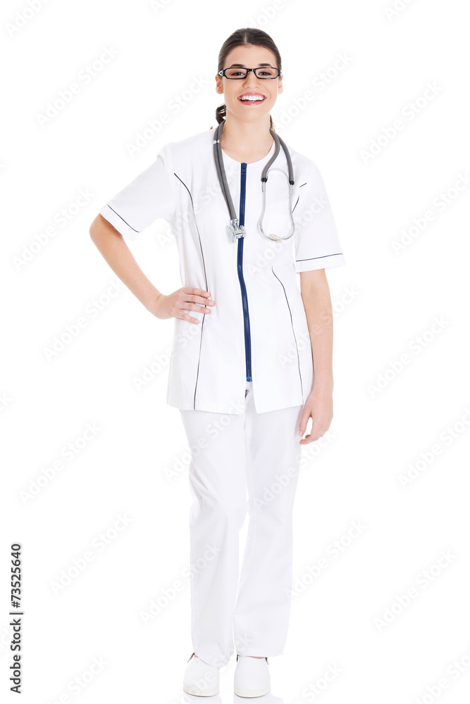 Happy female doctor looking at the camera Happy female doctor looking at the camera