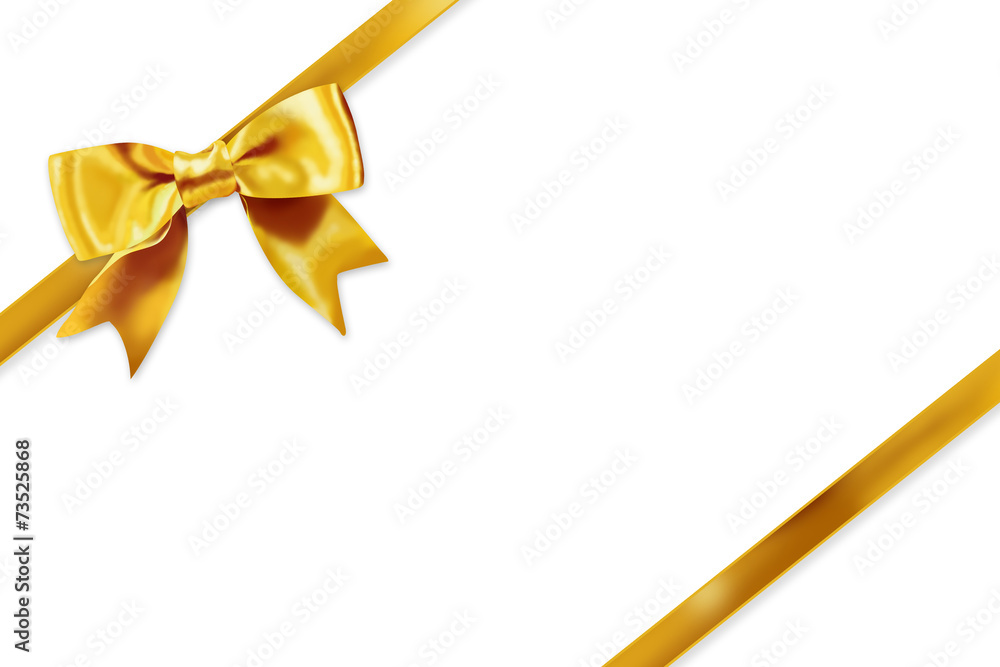 Yellow gift ribbon on white background Yellow gift ribbon on white background