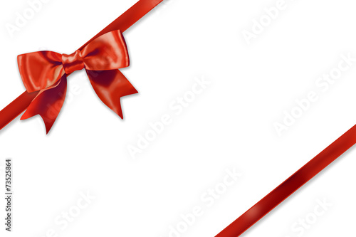Red gift ribbon on white background