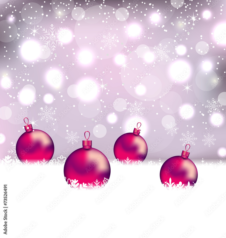 Fototapeta premium Winter cute background with Christmas balls