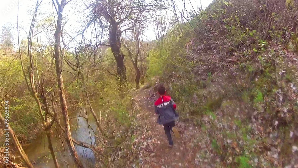 Chasing boy through the forest Chasing boy through the forest
