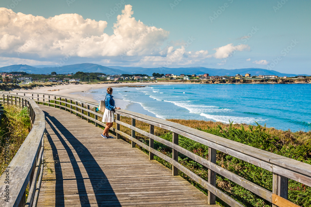 Picturesque landscape with bridge.Ribadeo,Spain