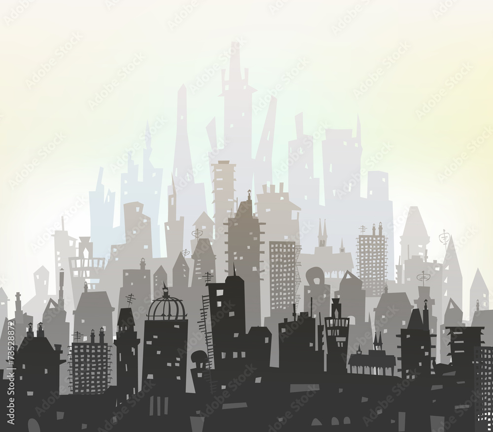 Naklejka premium City background made of building silhouettes
