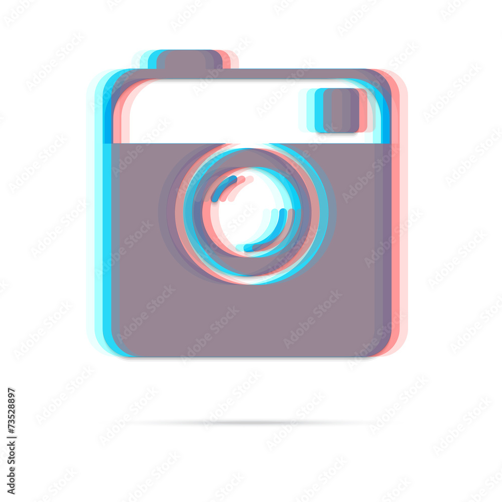 Hipster photo or camera anagliph flat icon Hipster photo or camera anagliph flat icon