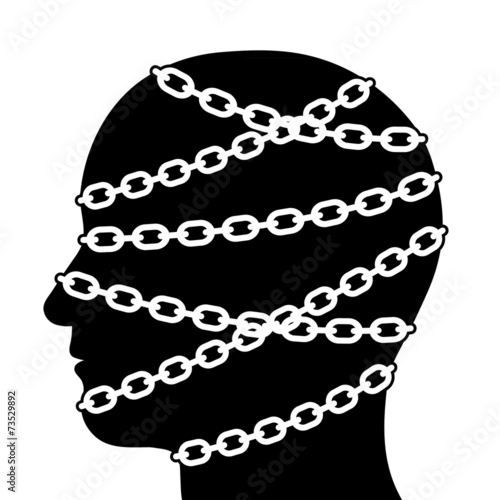 Silhouette Head Isolated with Chains