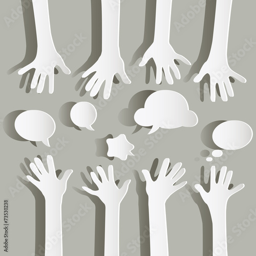 paper hands and bubbles speech