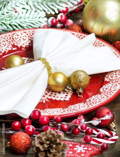 Christmas table setting photo