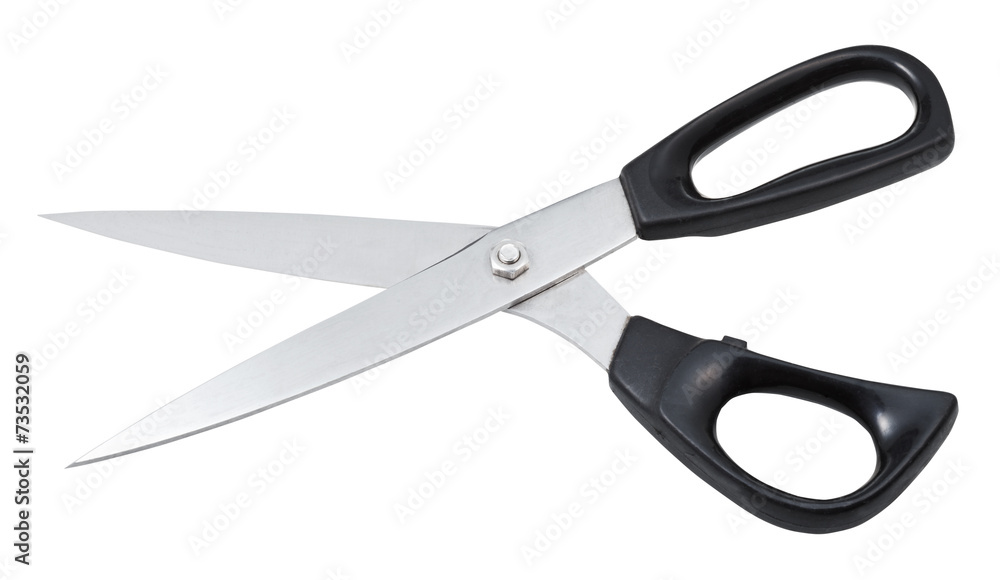 open modern dressmaker shears with black handles open modern dressmaker shears with black handles